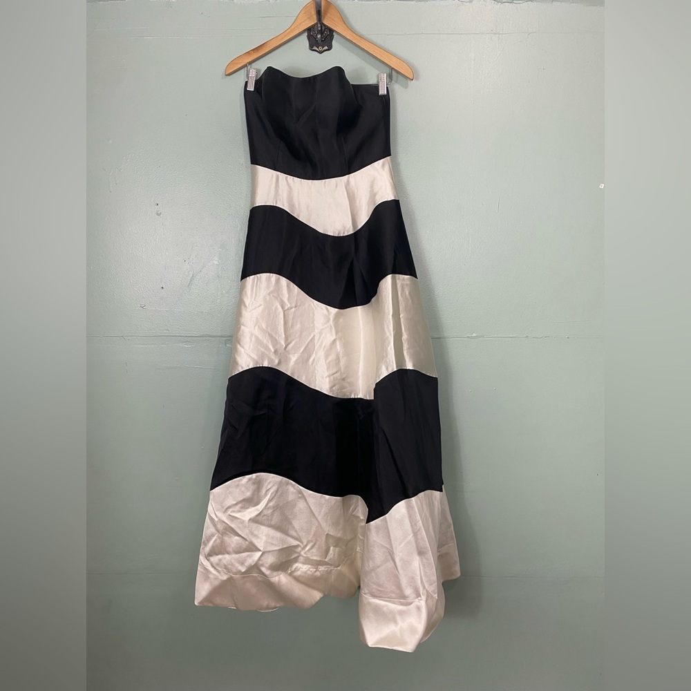 Anthropologie Hutch Colorblock Maxi Dress Strapless Black & White Champagne Sz 4 - Picture 2 of 8